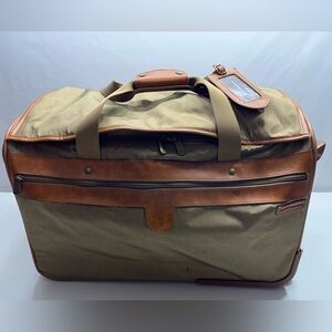 Hartmann Rolling 20”x14” Duffel Bag Nylon & Leather Trim Strap Folding Carry On